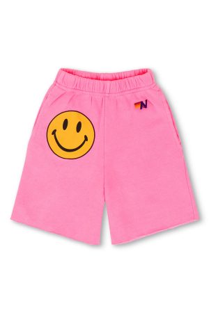 SMILEY KIDS SWEATSHORTS - NEON PINK