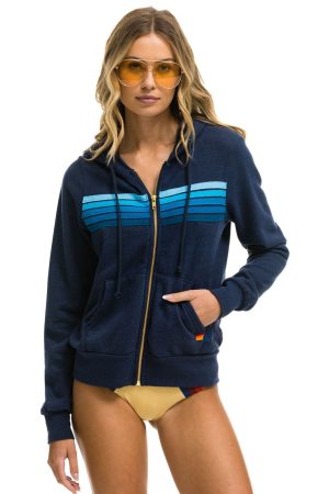 5 STRIPE HOODIE -  NAVY // BLUE