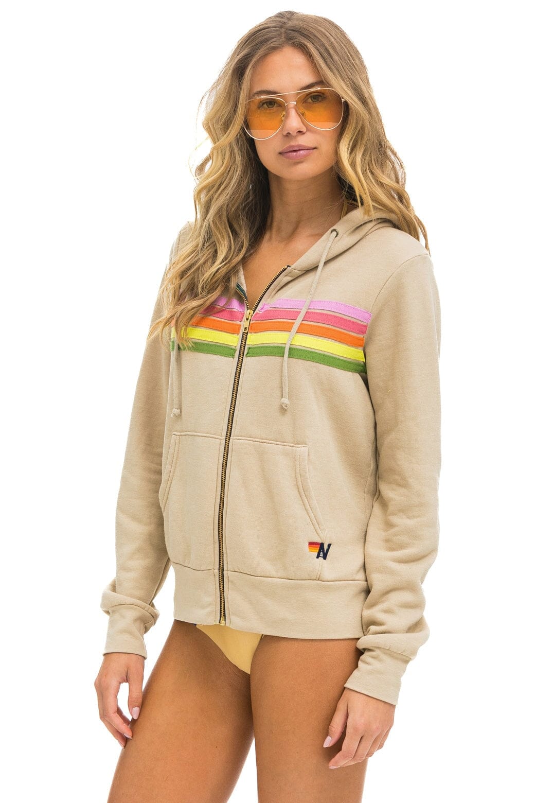 5 STRIPE HOODIE - SAND // PINK // GREEN - Image 3