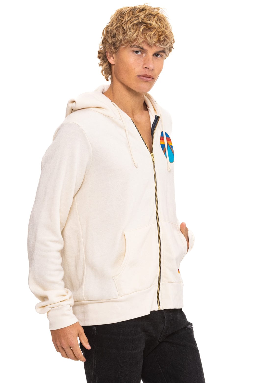 ALL SEASONS CIRCLE ZIP HOODIE - VINTAGE WHITE - Image 6