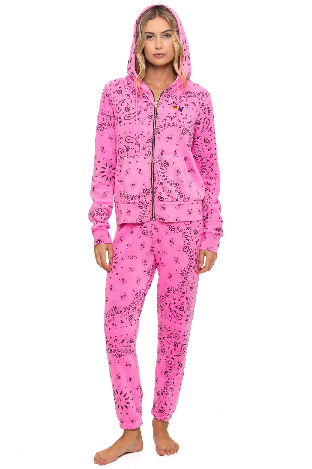 BANDANA ZIP HOODIE - NEON PINK - Image 2