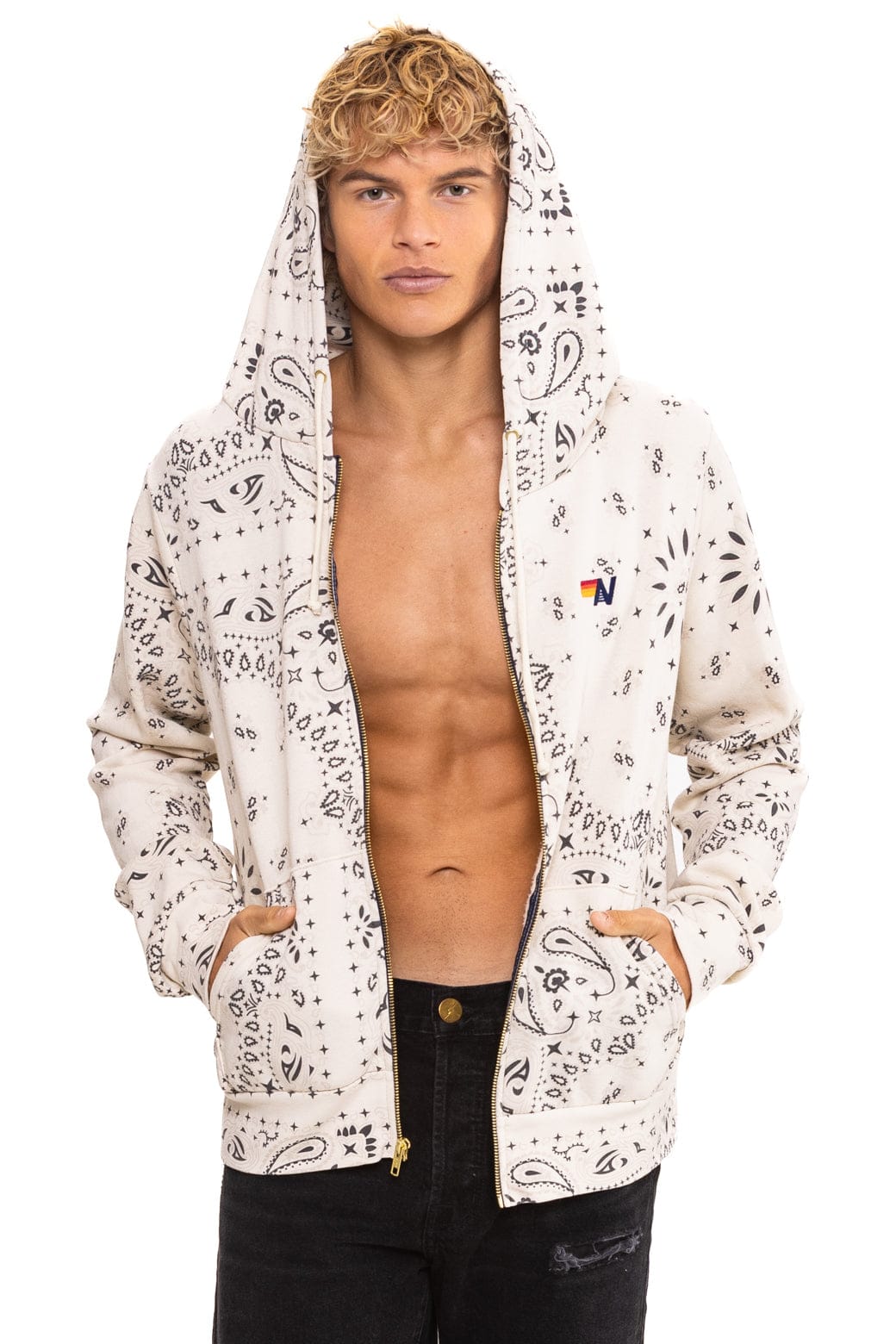 BANDANA ZIP HOODIE - VINTAGE WHITE - Image 6