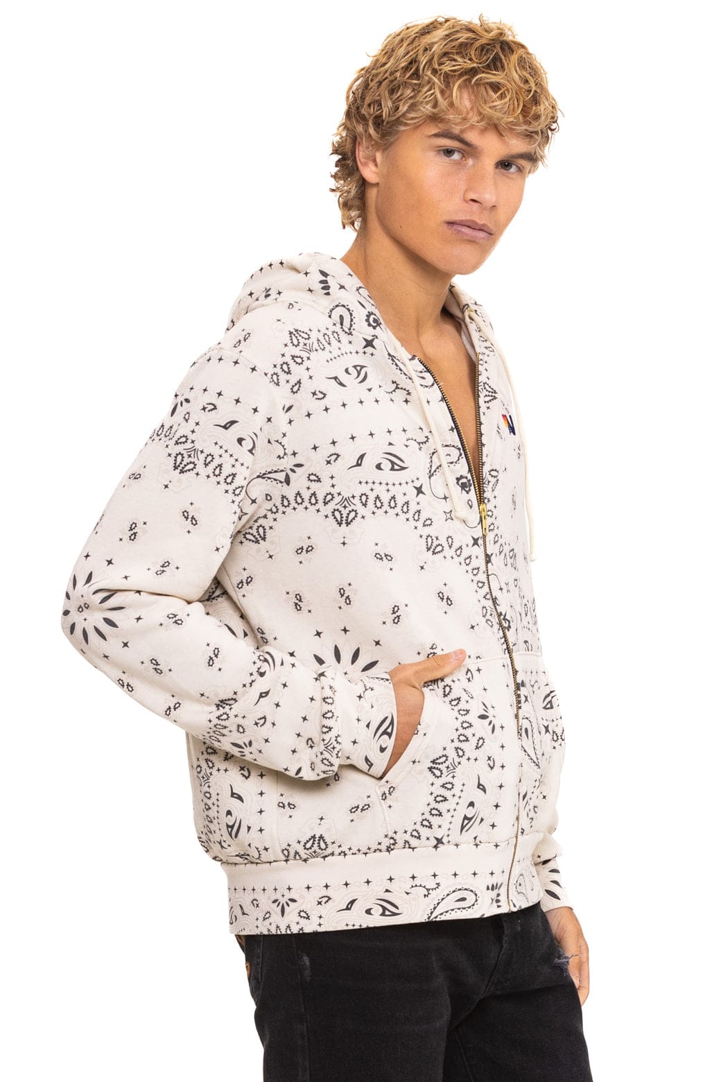 BANDANA ZIP HOODIE - VINTAGE WHITE - Image 8