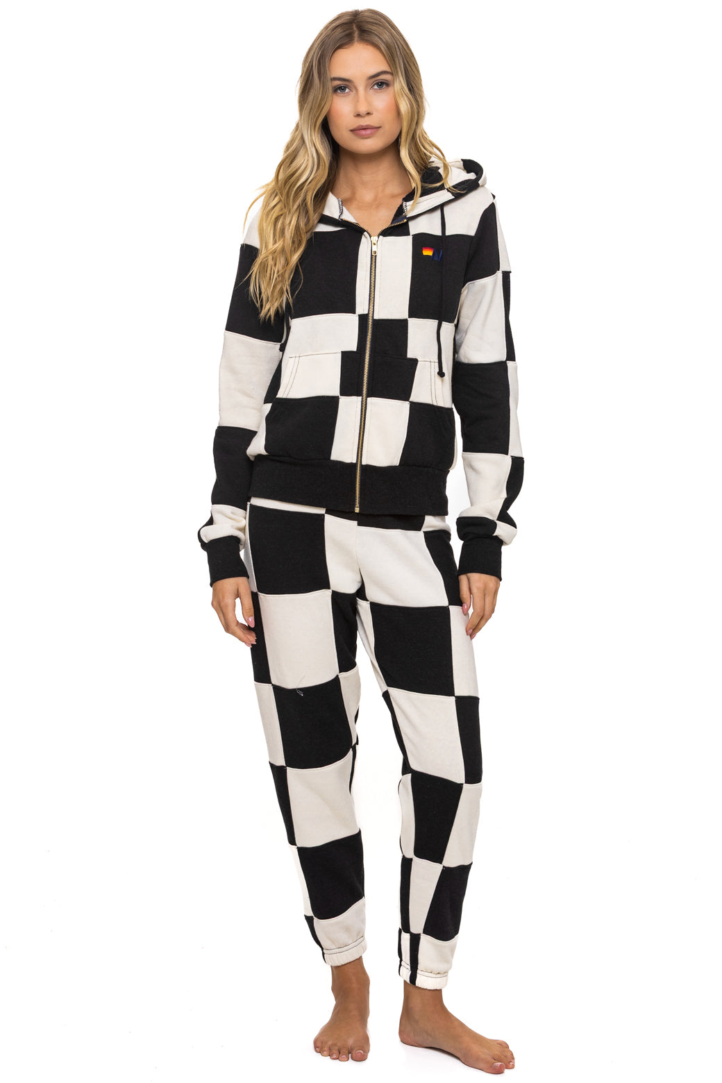 CHECK QUILTED SWEATPANTS - VINTAGE WHITE // BLACK - Image 6