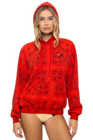 BANDANA RELAXED PULLOVER HOODIE - RED