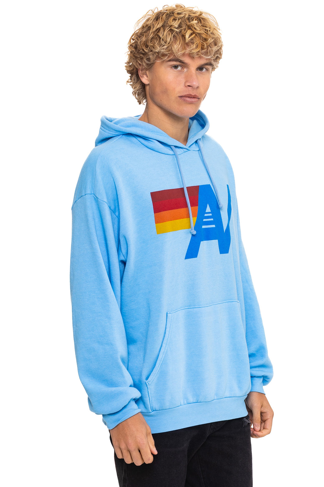 LOGO PULLOVER RELAXED HOODIE - SKY - Image 8