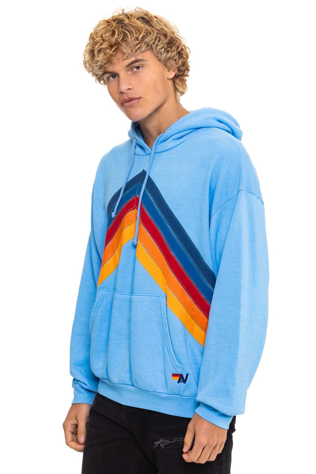 MOUNTAIN STITCH CHEVRON PULLOVER HOODIE RELAXED - SKY - Image 5