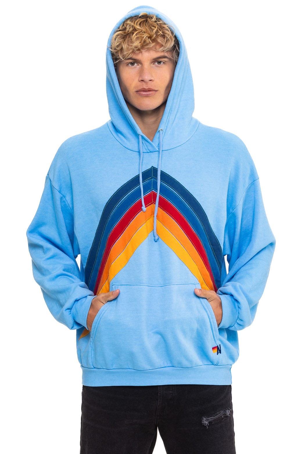 MOUNTAIN STITCH CHEVRON PULLOVER HOODIE RELAXED - SKY - Image 2