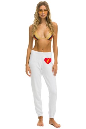 BOLT HEART SWEATPANTS - WHITE