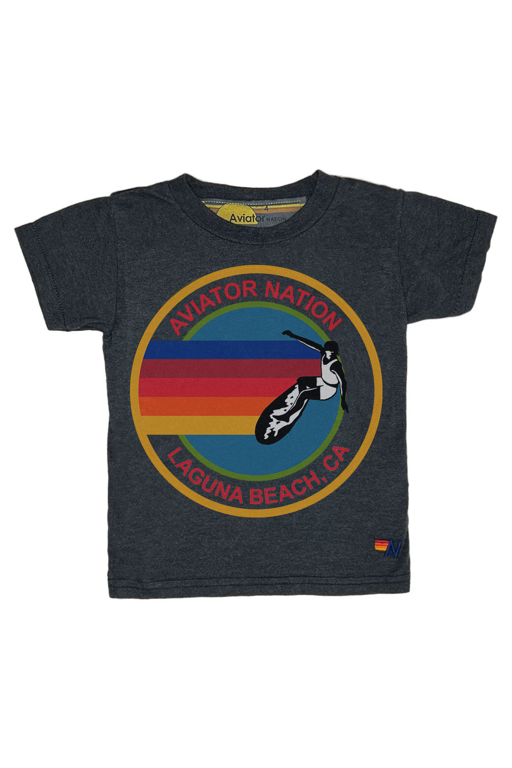 KID'S AVIATOR NATION LAGUNA BEACH TEE - CHARCOAL