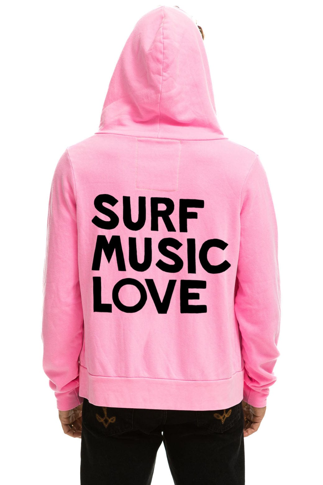 SURF LOVE MUSIC ZIP HOODIE - NEON PINK - Image 3