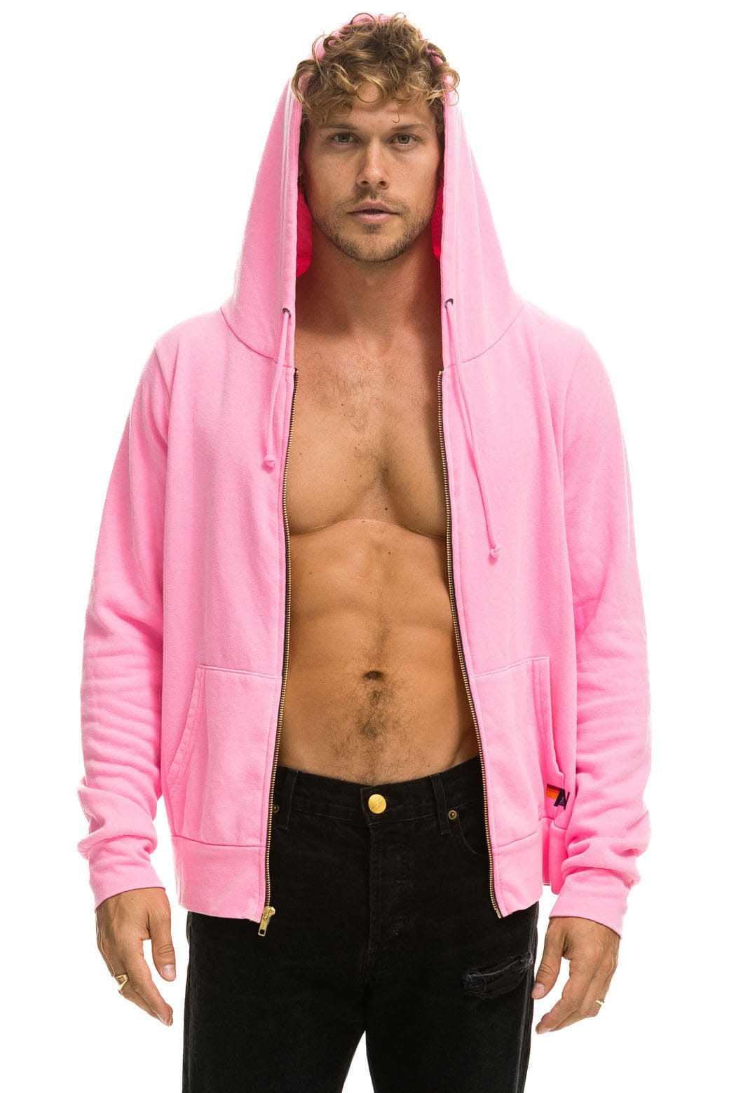 SURF LOVE MUSIC ZIP HOODIE - NEON PINK - Image 4