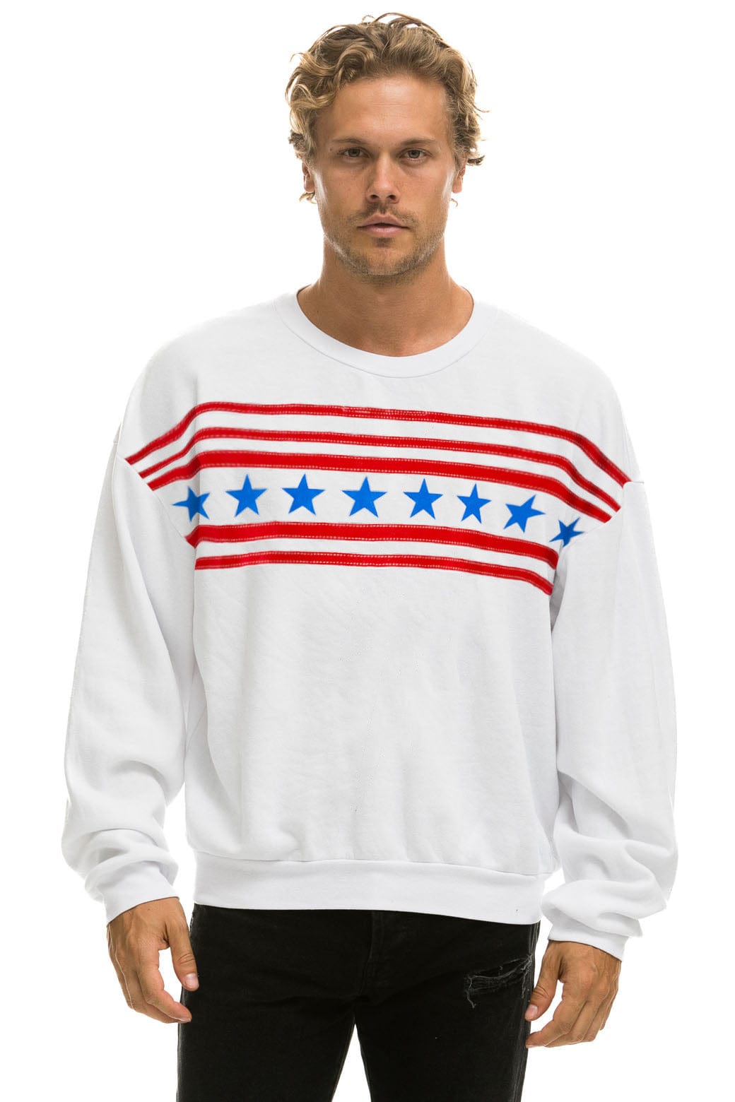 STARS RELAXED CREW SWEATSHIRT - WHITE // USA - Image 2
