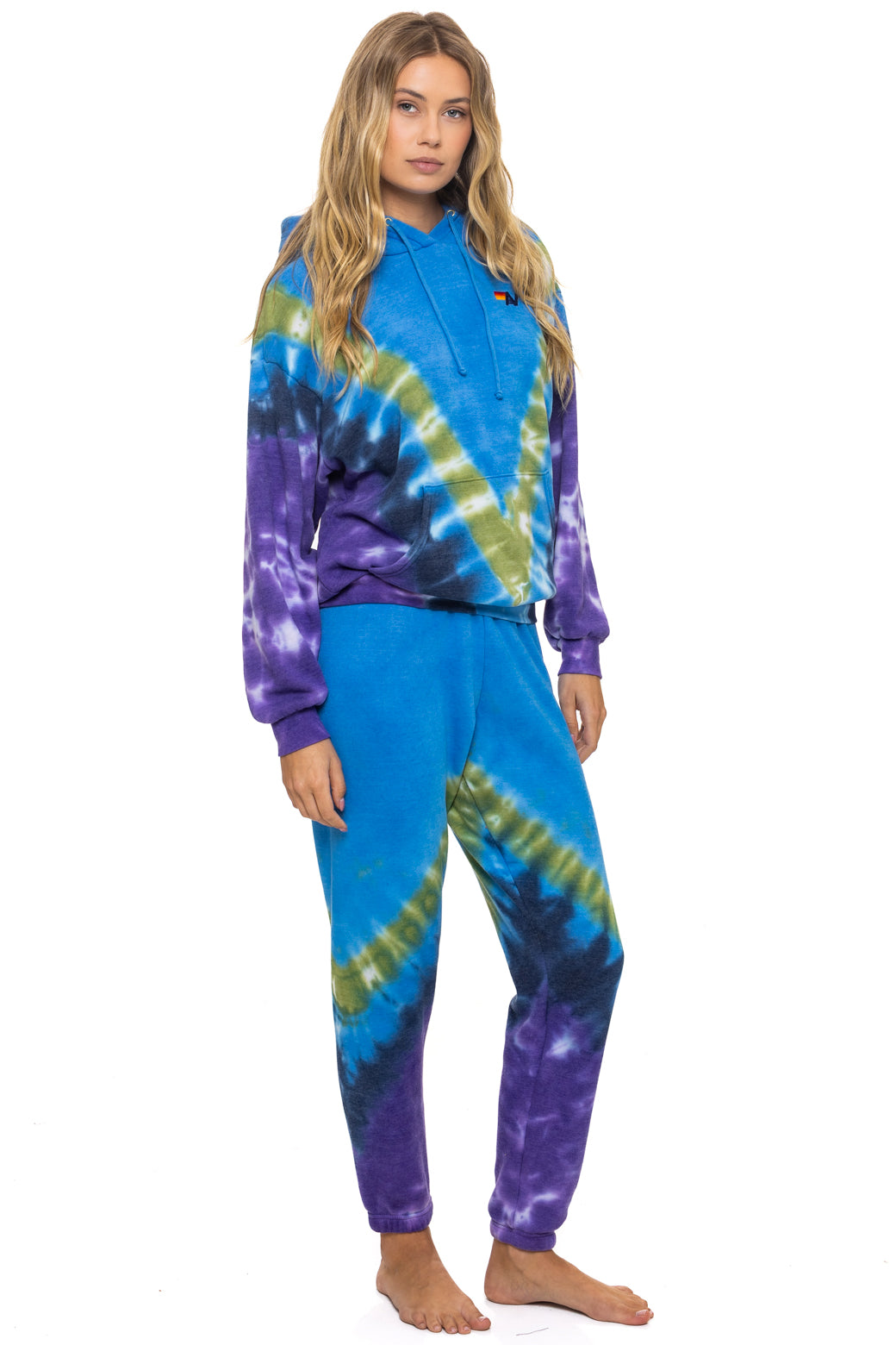 HAND DYED V SWEATPANTS - TIE DYE OCEAN // PURPLE - Image 4