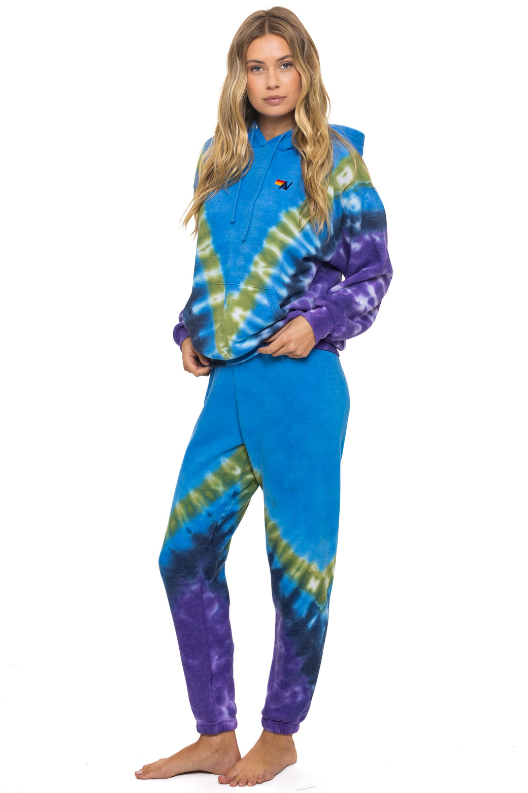 HAND DYED V SWEATPANTS - TIE DYE OCEAN // PURPLE - Image 6