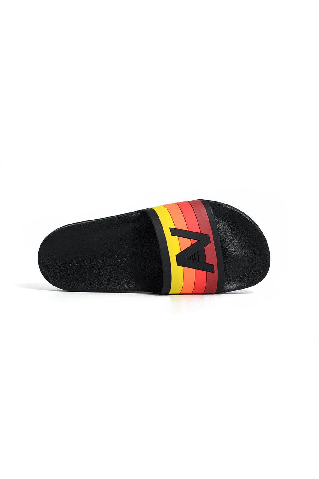 AVIATOR NATION LOGO RAINBOW 4 STRIPE SLIDES - BLACK - Image 2