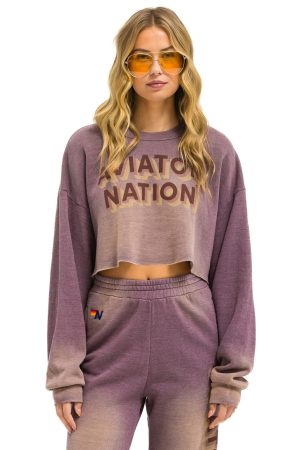 AN 3D CROPPED CREW SWEATSHIRT RELAXED - FADED MOCHA