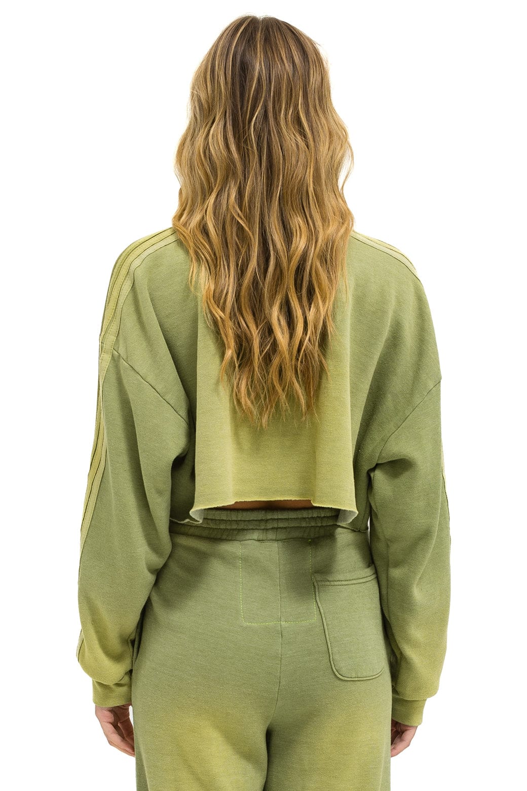 CLASSIC STRIPE CROPPED CREW SWEATSHIRT RELAXED - FADED ARMY - Image 3