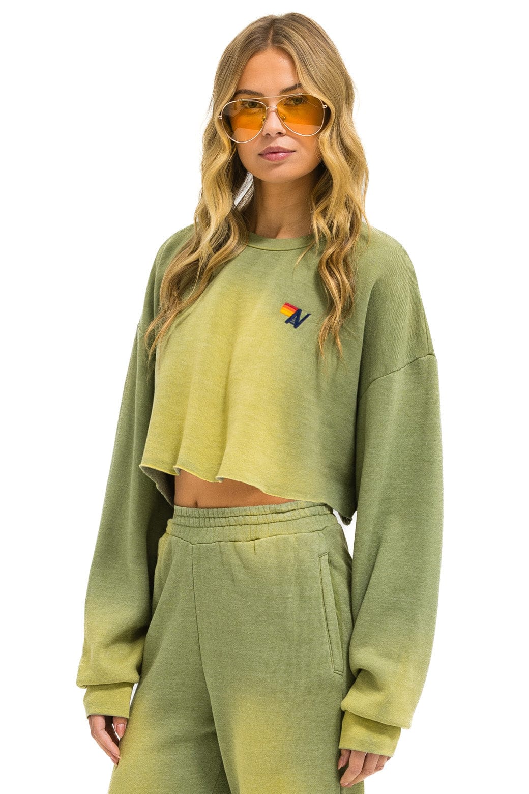ESSENTIAL CROPPED CREW SWEATSHIRT RELAXED - FADED ARMY - Image 2