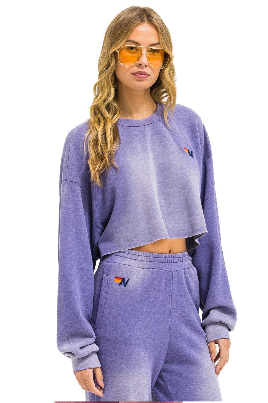 ESSENTIAL CROPPED CREW SWEATSHIRT RELAXED - FADED GRAPE - Image 2