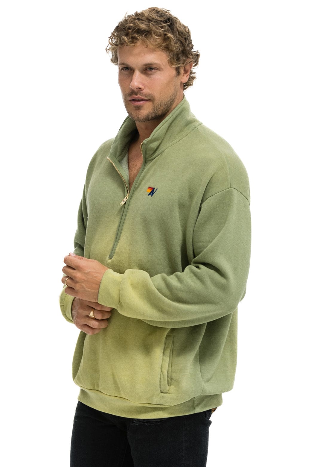ESSENTIAL HALF ZIP RELAXED SWEATSHIRT - FADED ARMY - Image 6