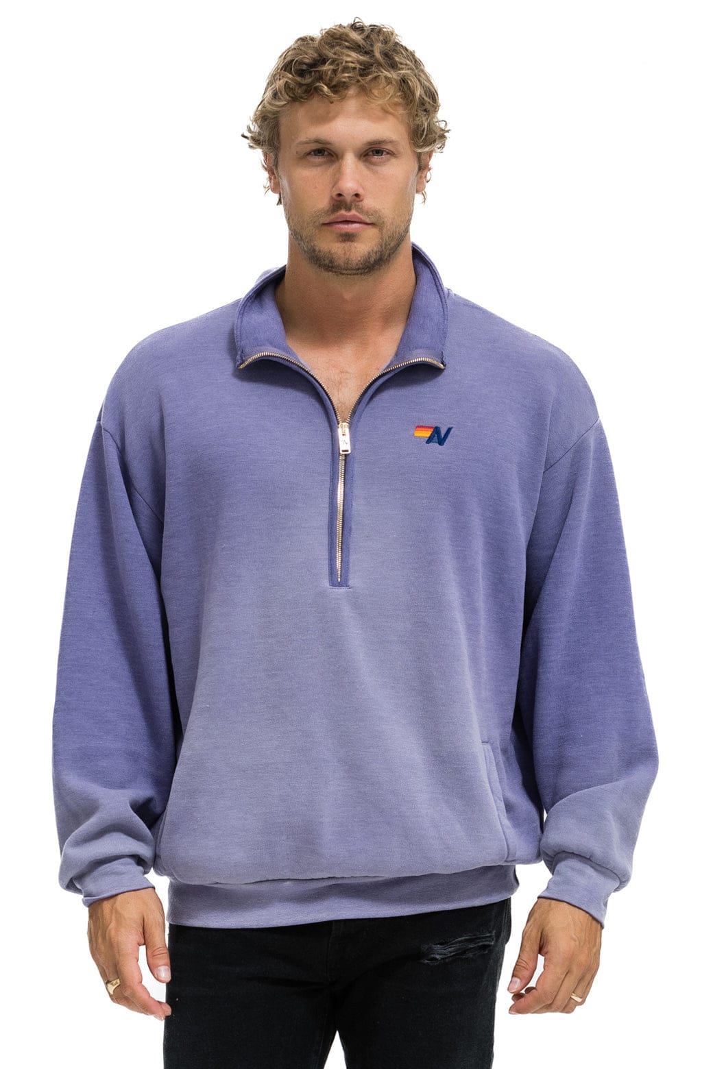 ESSENTIAL HALF ZIP RELAXED SWEATSHIRT - FADED GRAPE - Image 2