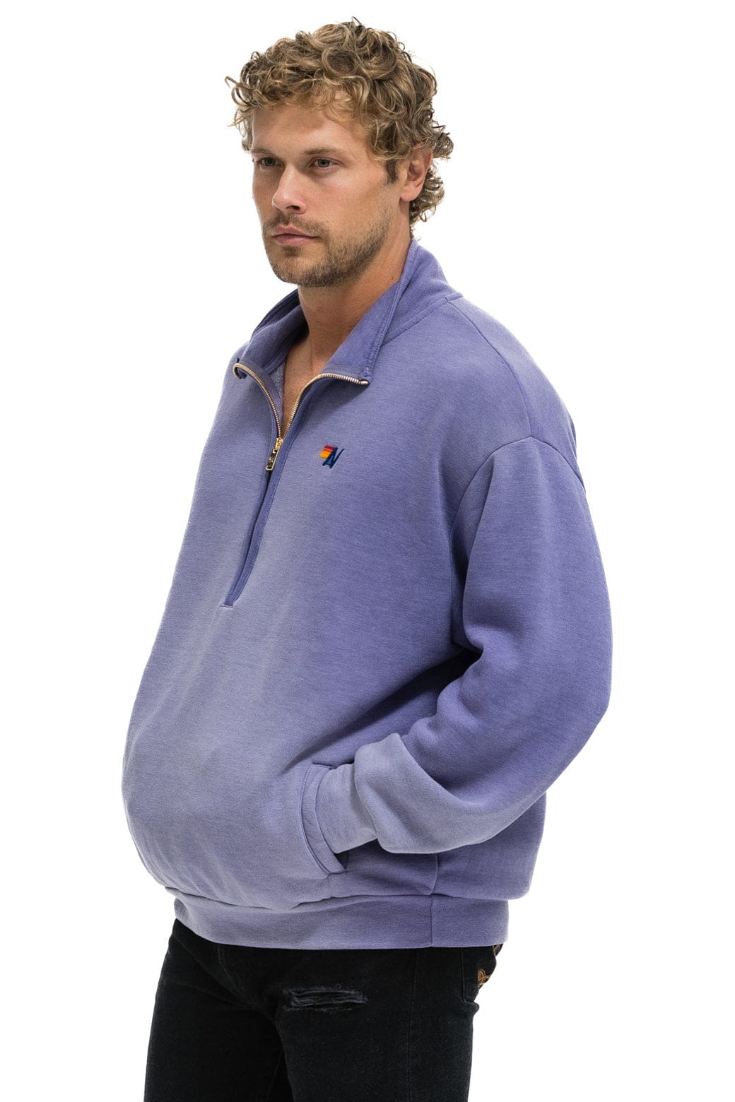 ESSENTIAL HALF ZIP RELAXED SWEATSHIRT - FADED GRAPE - Image 4