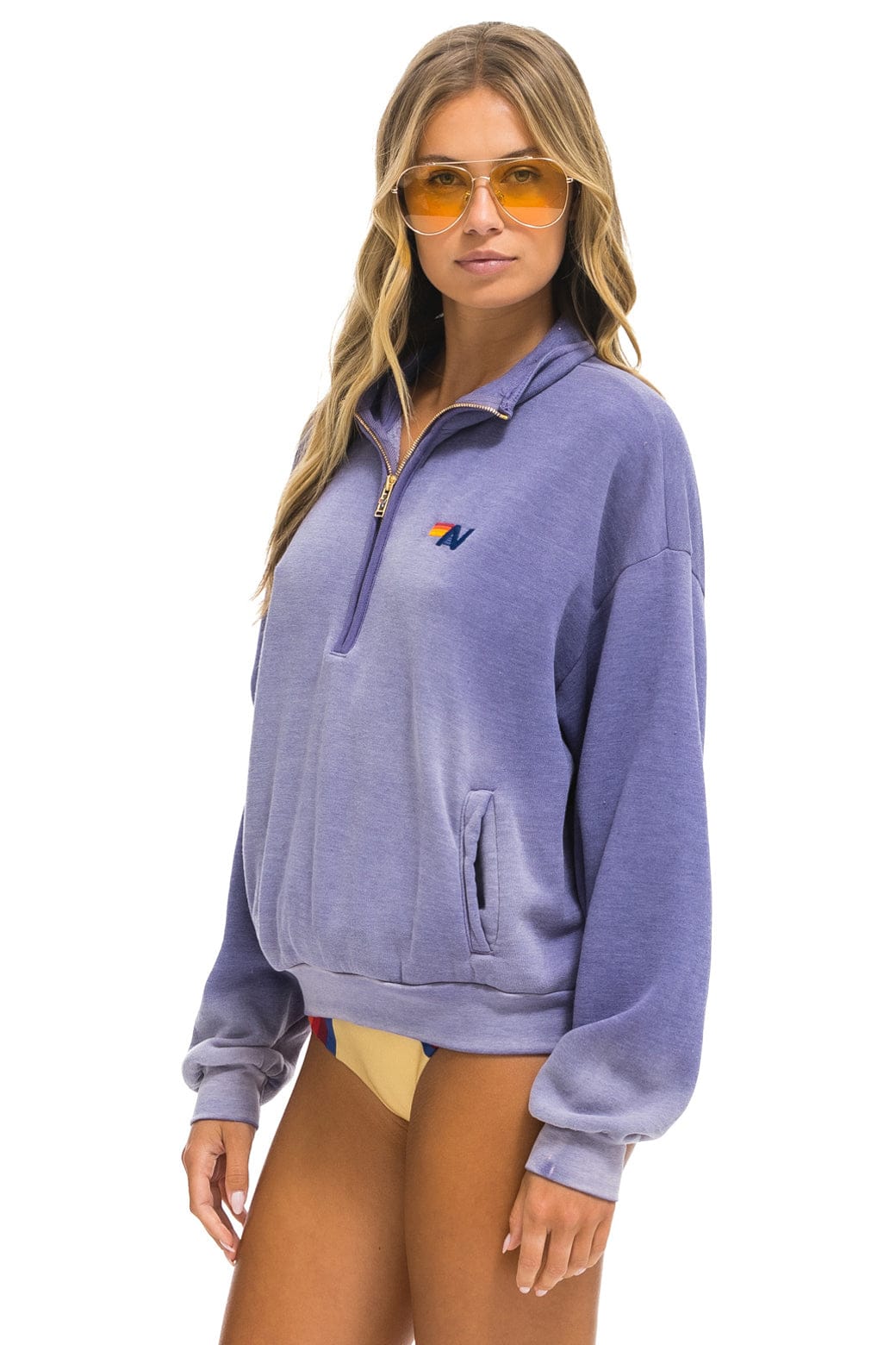 ESSENTIAL HALF ZIP RELAXED SWEATSHIRT - FADED GRAPE - Image 3