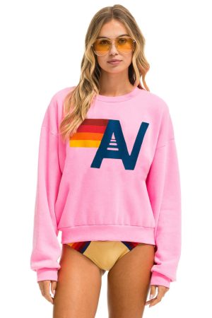 LOGO RELAXED CREW SWEATSHIRT - NEON PINK