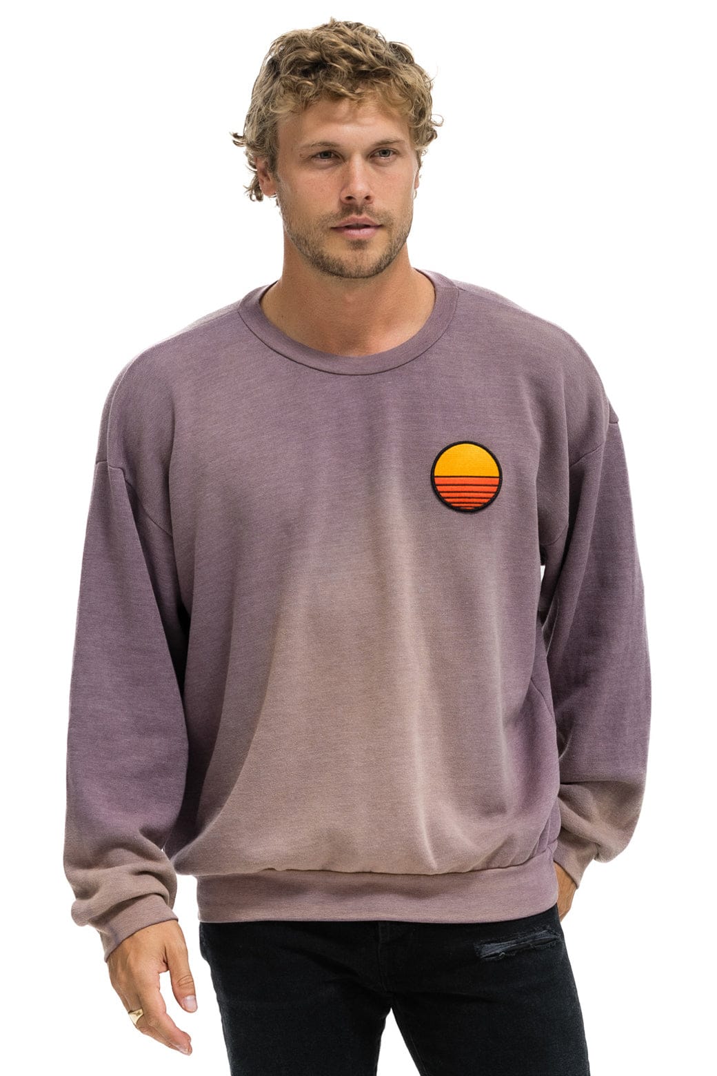 SUNSET PATCH RELAXED CREW SWEATSHIRT - FADED MOCHA - Image 2
