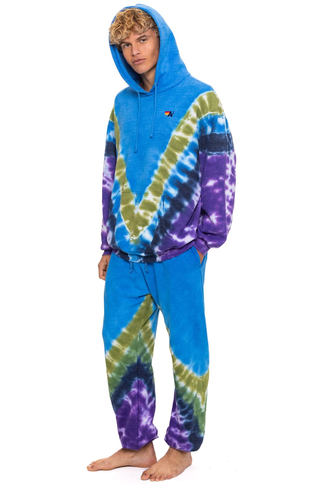 HAND DYED V RELAXED PULLOVER HOODIE - TIE DYE OCEAN // PURPLE - Image 13