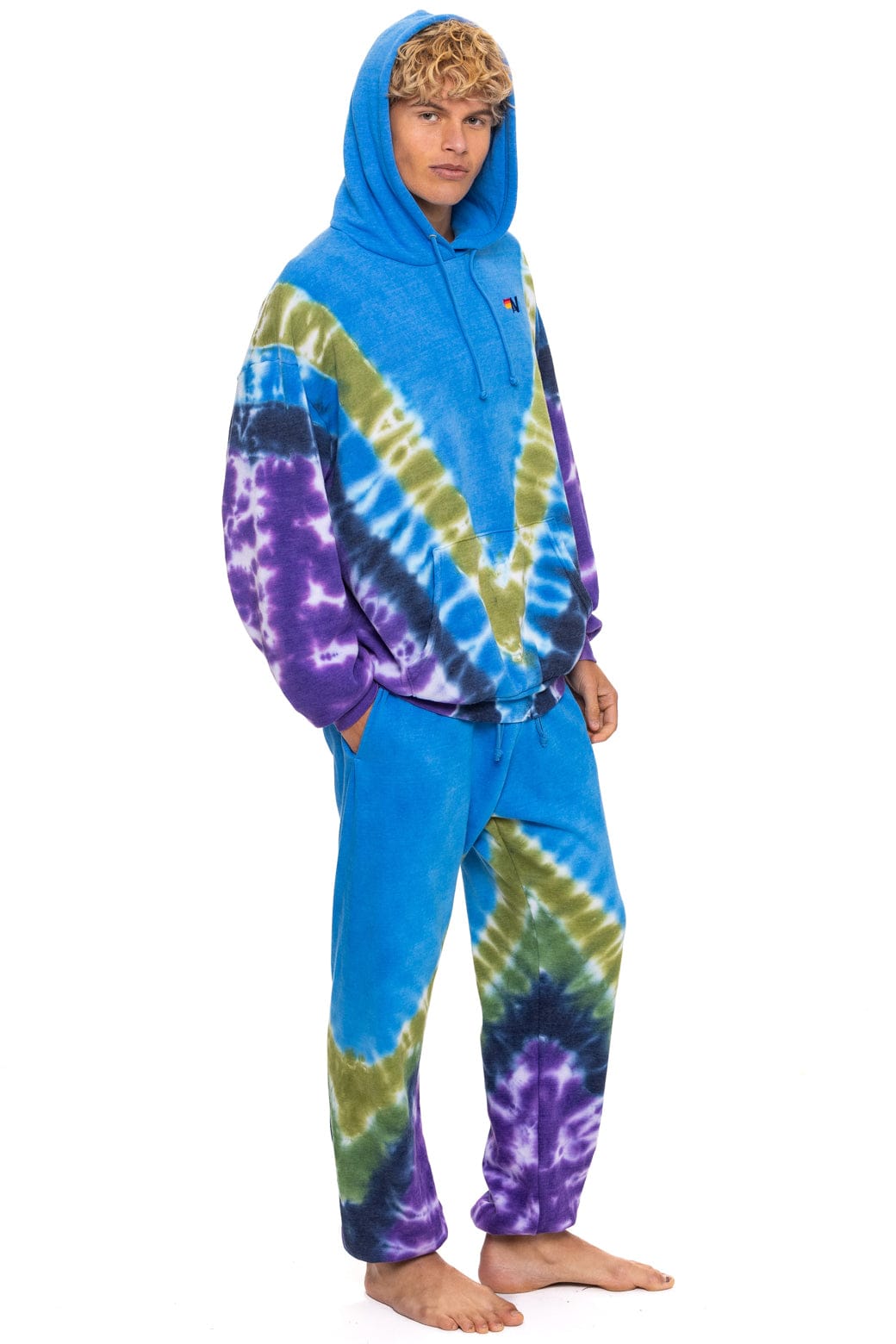 HAND DYED V RELAXED PULLOVER HOODIE - TIE DYE OCEAN // PURPLE - Image 15