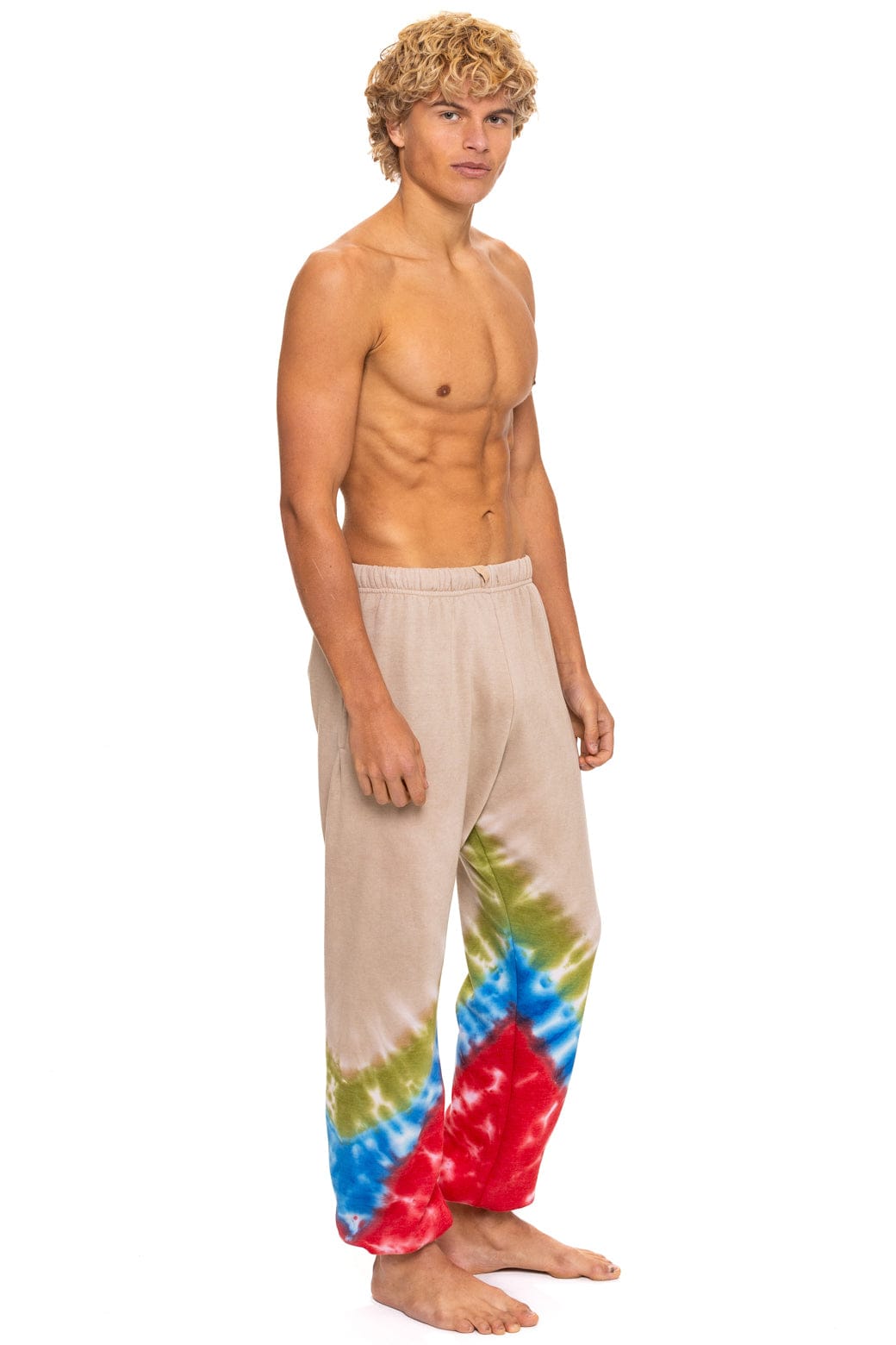 HAND DYED V SWEATPANTS - TIE DYE SAND // BLUE RED - Image 5