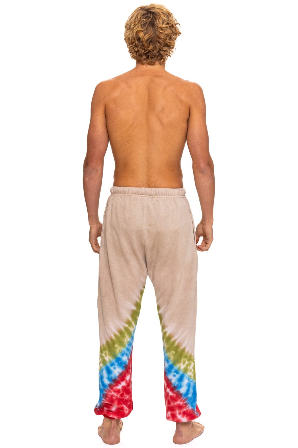 HAND DYED V SWEATPANTS - TIE DYE SAND // BLUE RED - Image 7