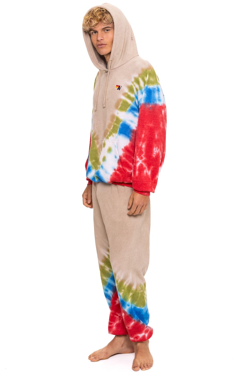 HAND DYED V SWEATPANTS - TIE DYE SAND // BLUE RED - Image 6