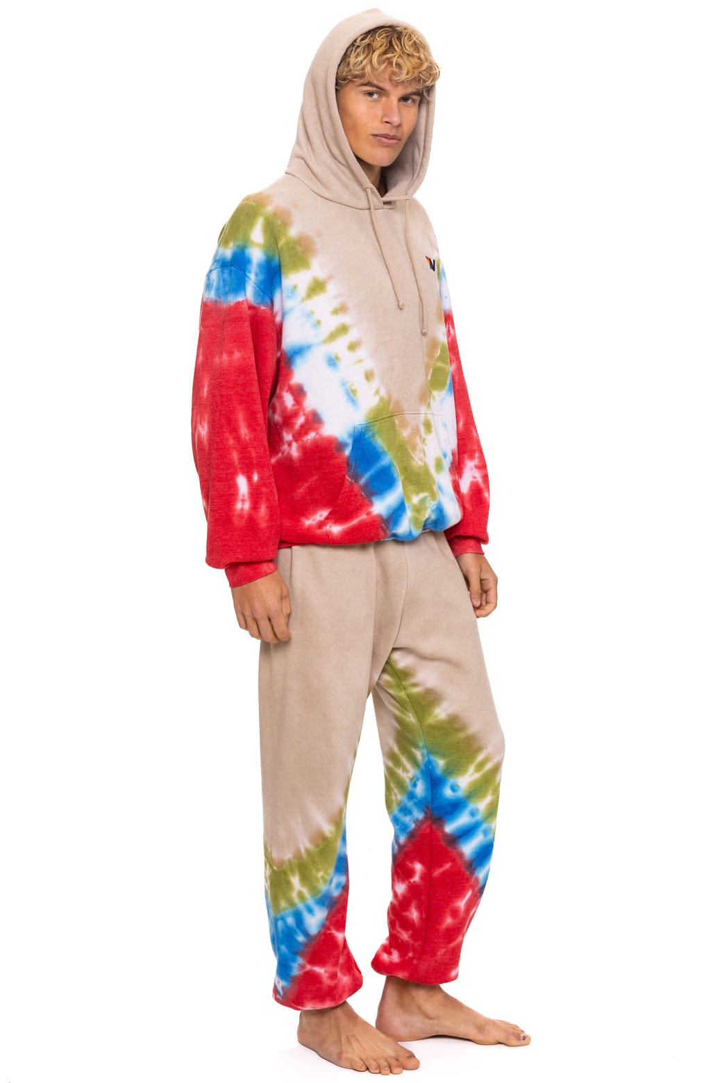 HAND DYED V SWEATPANTS - TIE DYE SAND // BLUE RED - Image 4