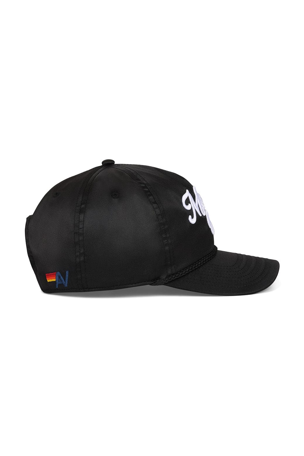 MEMBERS EXCLUSIVE VINTAGE SATIN SCRIPT TRUCKER HAT - BLACK // WHITE - Image 2
