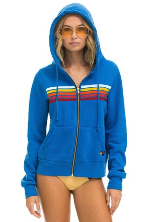 5 STRIPE HOODIE - ADVENTURE BLUE // RAINBOW WHITE