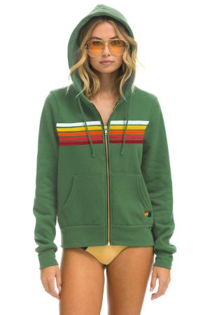 5 STRIPE HOODIE - PALM // RAINBOW WHITE