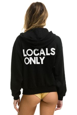 LOCALS ONLY RELAXED ZIP HOODIE - BLACK