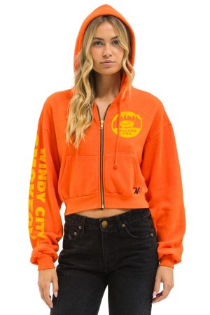 WINDY CITY SMOKEOUT 2025 CROPPED ZIP HOODIE RELAXED - ORANGE