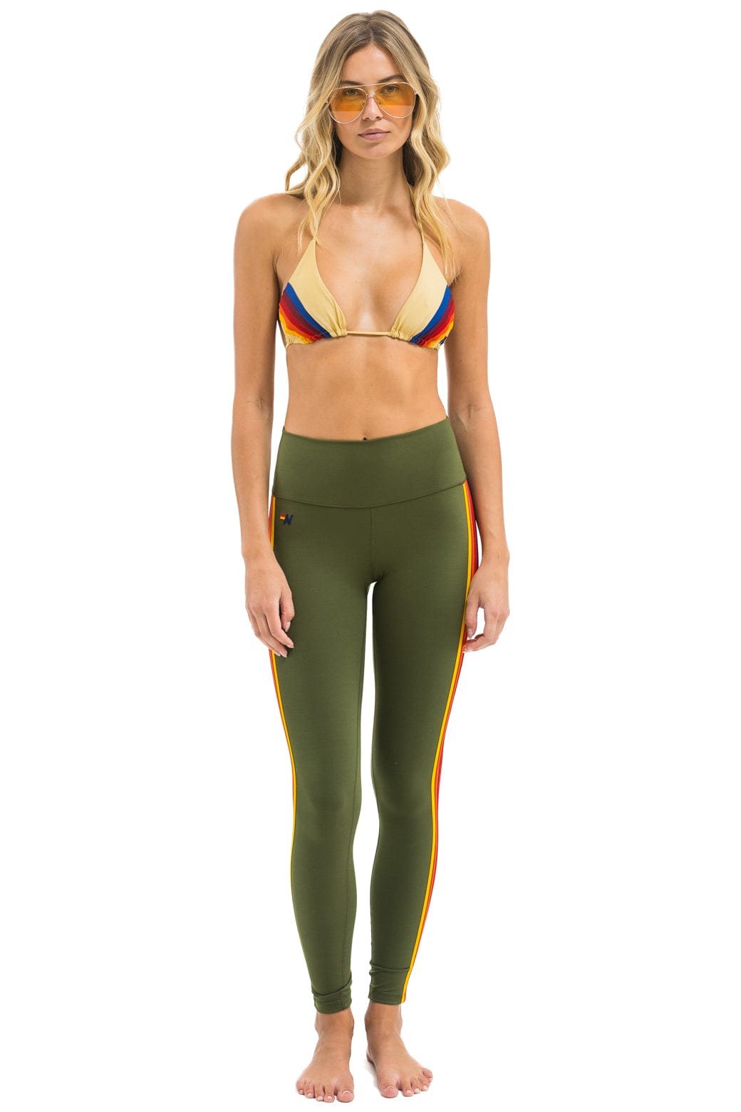 FULL LENGTH HI-RISE 5 STRIPE LEGGINGS - LEAF - Image 6