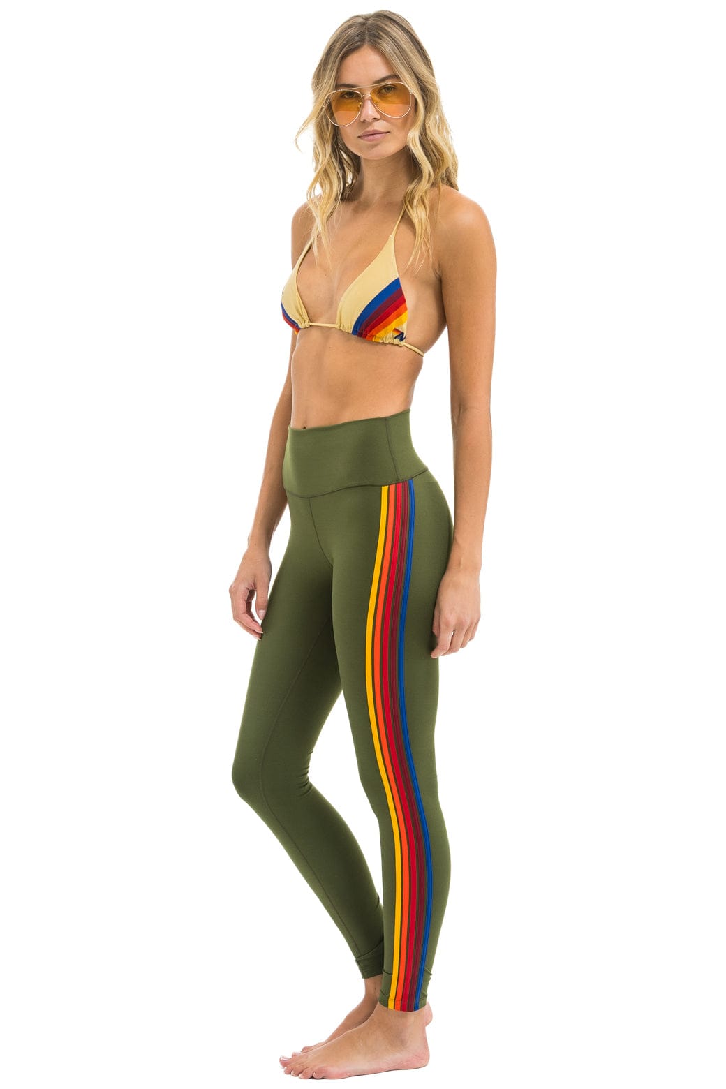 FULL LENGTH HI-RISE 5 STRIPE LEGGINGS - LEAF - Image 5