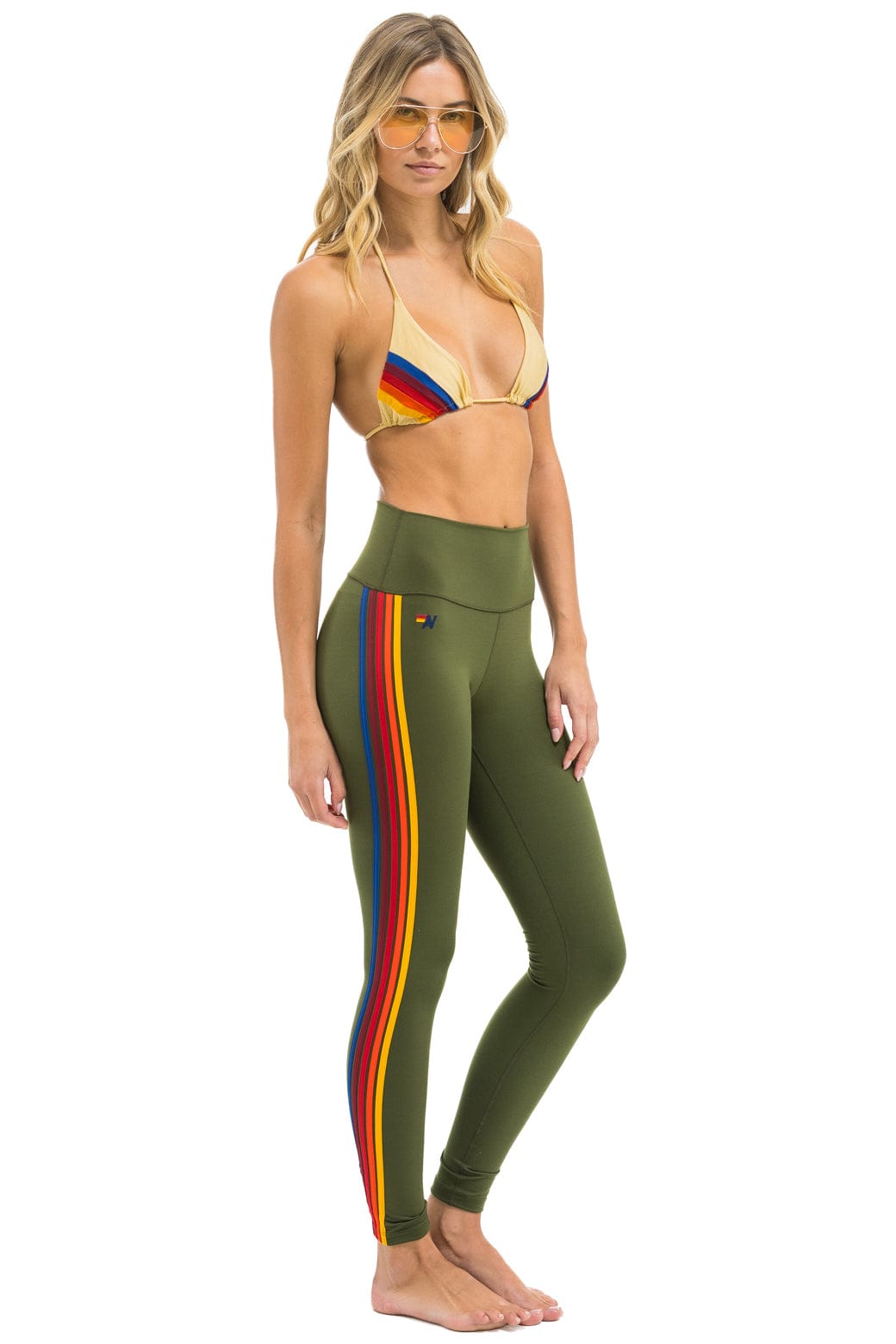 FULL LENGTH HI-RISE 5 STRIPE LEGGINGS - LEAF - Image 7