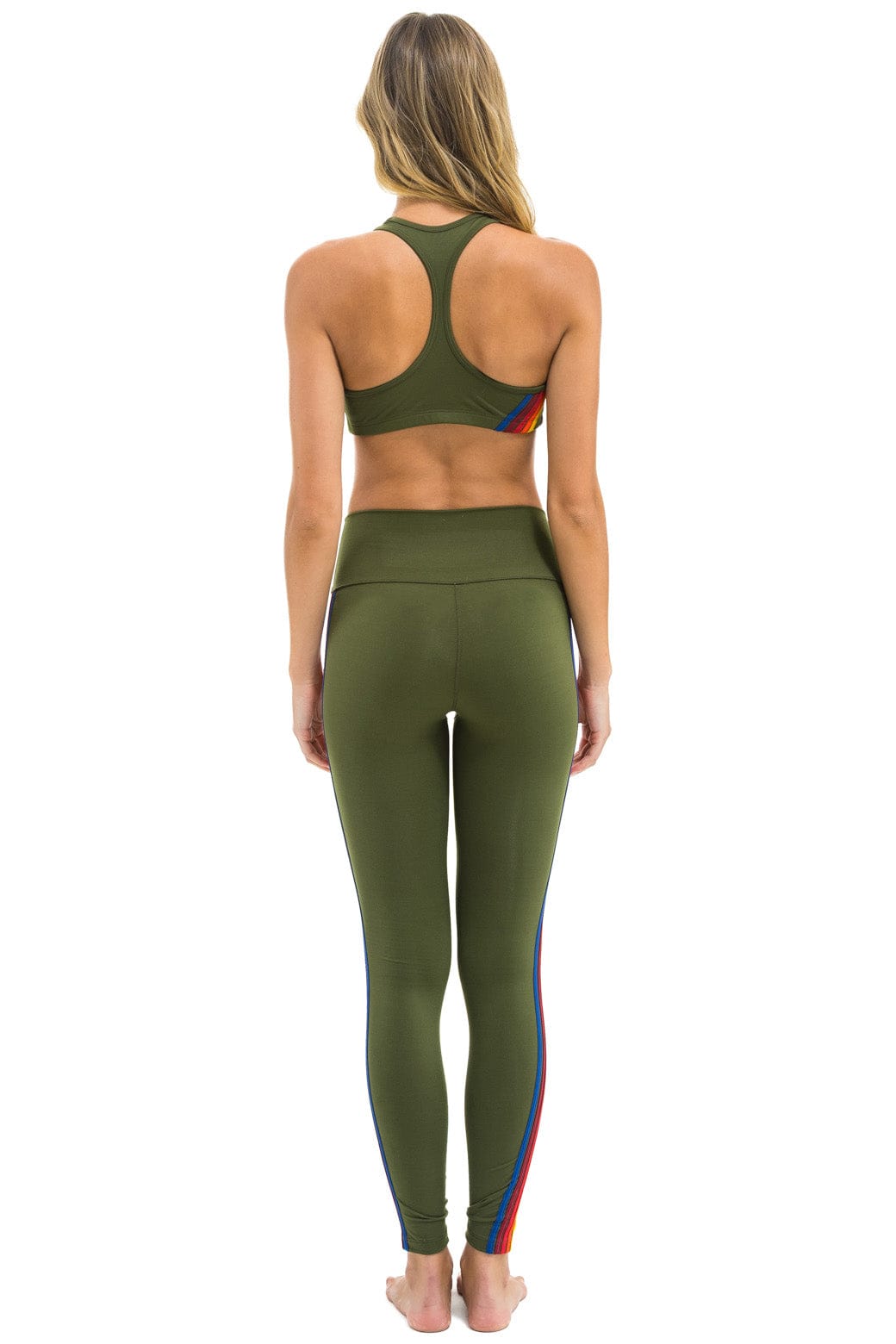 FULL LENGTH HI-RISE 5 STRIPE LEGGINGS - LEAF - Image 4