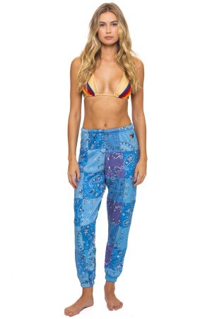 BANDANA QUILTED SWEATPANTS - BLUE