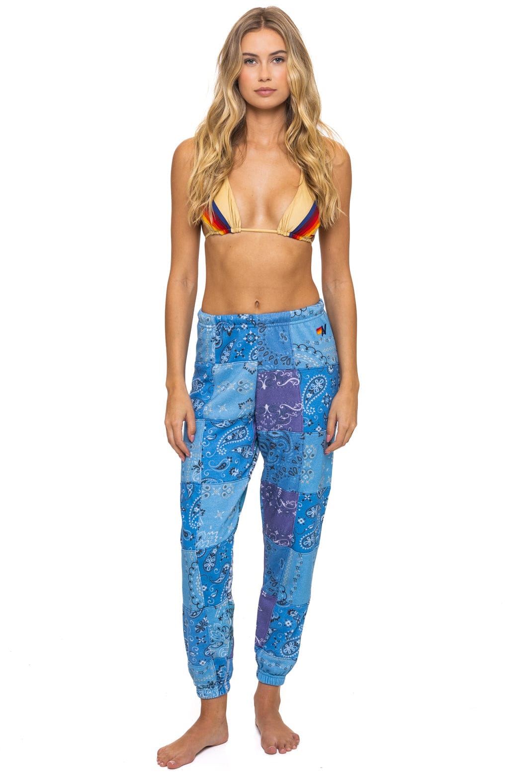 BANDANA QUILTED SWEATPANTS - BLUE