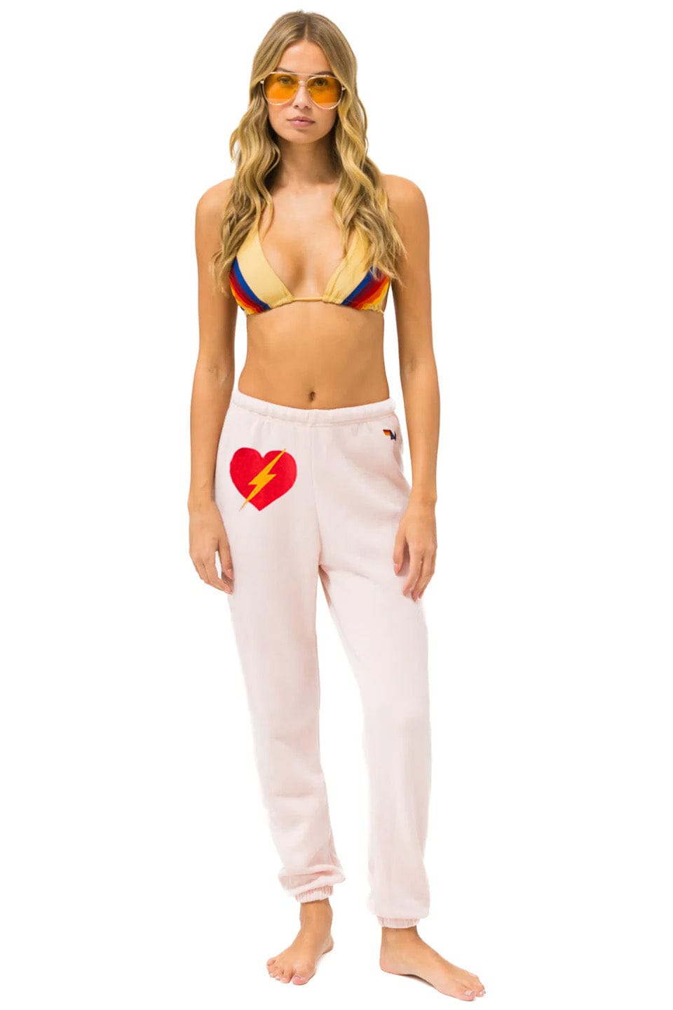BOLT HEART SWEATPANTS - LIGHT PINK