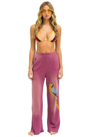 PARROT WIDE LEG POCKET SWEATPANTS - FADED BERRY