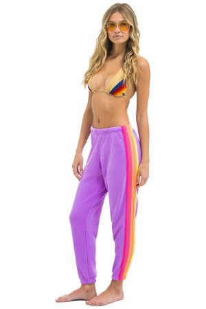 5 STRIPE SWEATPANTS - NEON PURPLE // NEON
